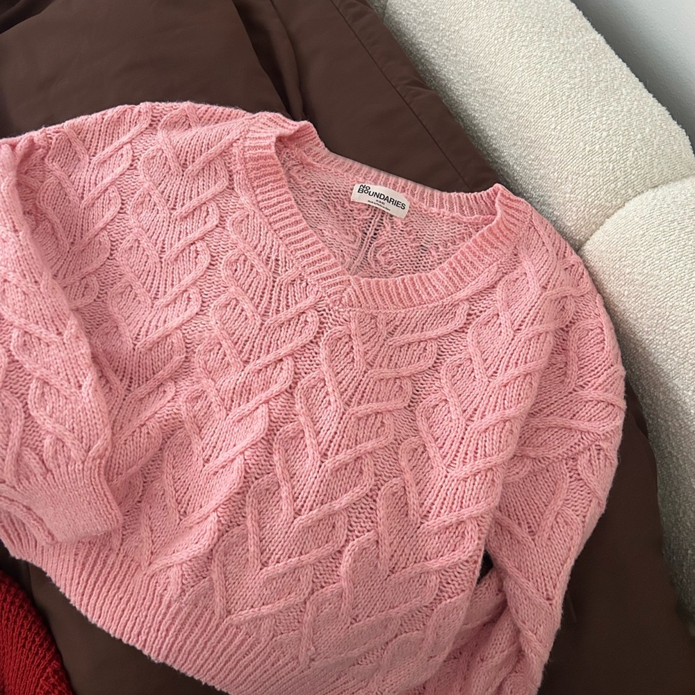 Pink Cable Knit Women's Sweater